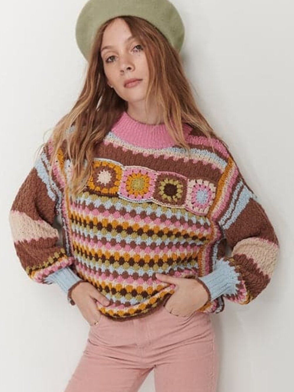 Ghanda Suzie Knit Crochet Sweater - Size Small